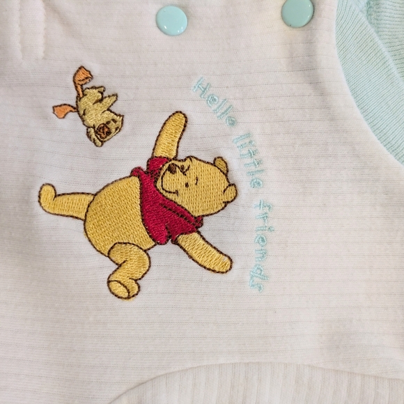 Vintage Disney Winnie the Pooh Embroidered Baby One Piece - White and Blue - Picture 3 of 5